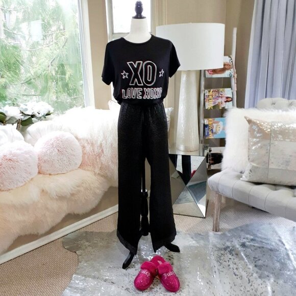 EUC La Senza black animal print pajama sleepwear loungewear pants, L - Picture 3 of 7